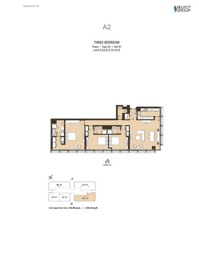 Type A2, Level 2 To 18, Unit 1